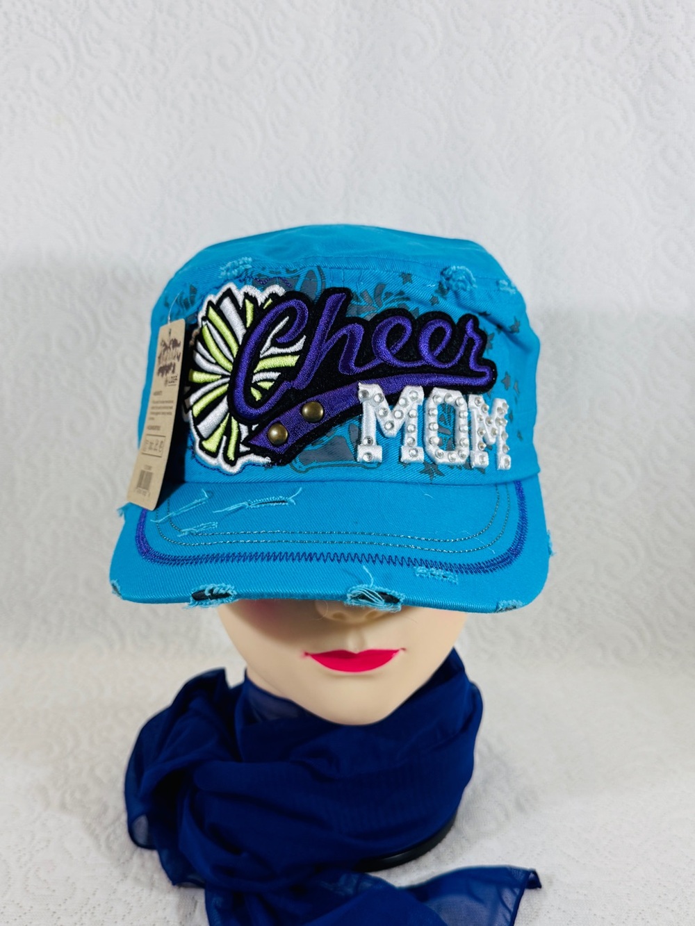 New With Tag Turquoise Cheer Mom Embroidered Women Cap Hat